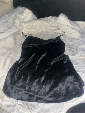 Vintage Inner Most Black Satin Cowl Neck Slip Dress